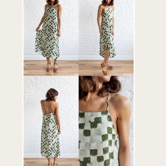 Grade & Gather Tan and White Maxi Dress Sleeveless Small. (R1) - Picture 9 of 9